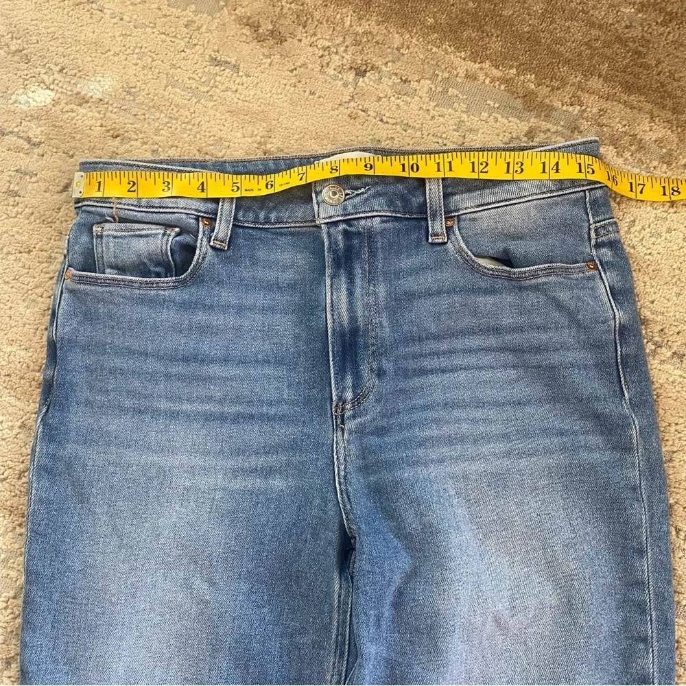 Paige Cindy Destroyed Hem Mel Blue Jeans Straight Wide Leg Distressed: 30